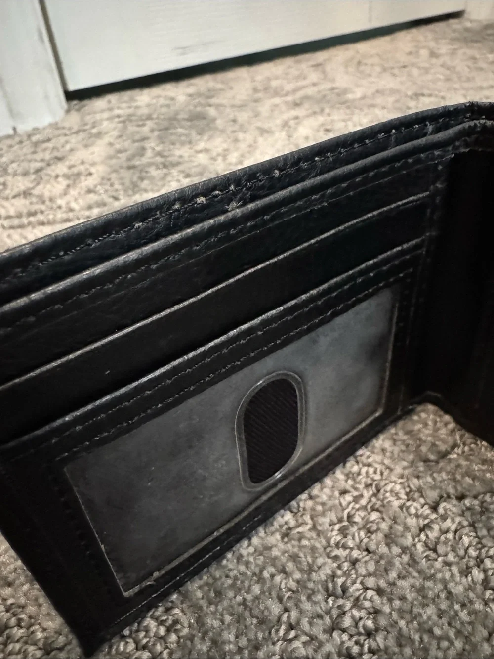 Dickies Black Leather Bi-Fold Wallet with Logo Patch